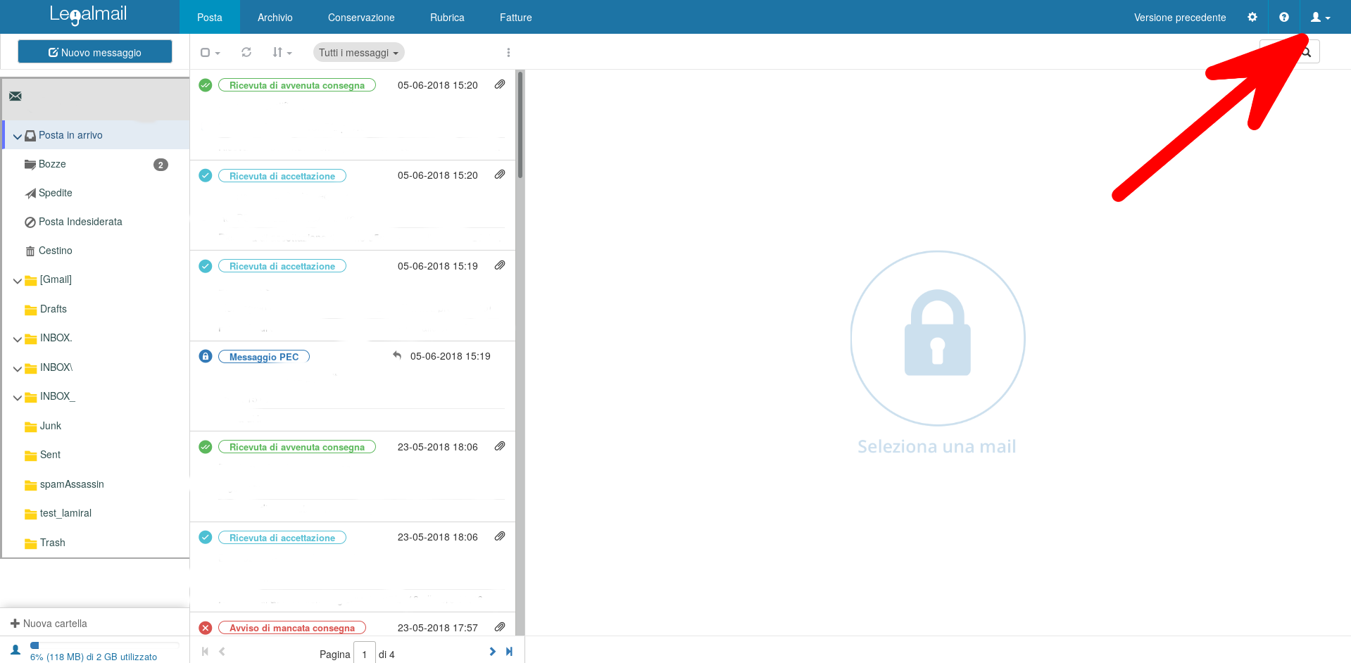 Cambiare password all'account PEC