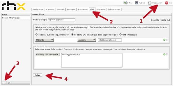 Bloccare e-mail da particolari mittenti