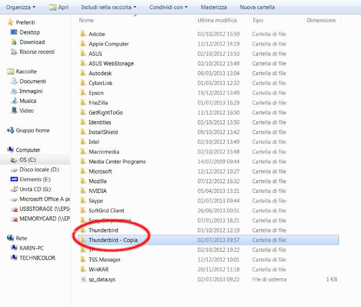 Recupero posta IMAP da Mozilla Thunderbird