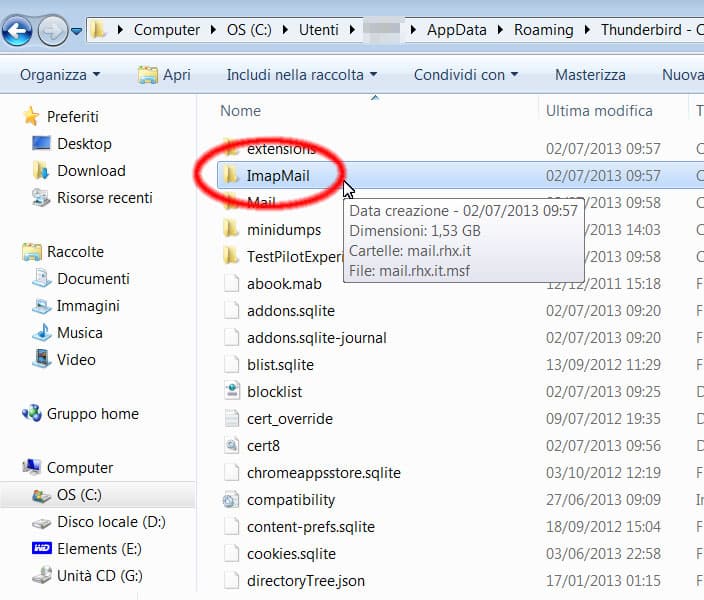 Recupero posta IMAP da Mozilla Thunderbird